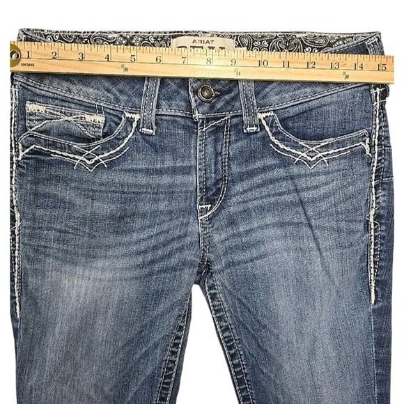 Ariat REAL Womens Bootcut Marine Jeans Size 29R Mid-Rise Entwined Stretch Denim - Picture 11 of 12